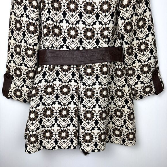 Vintage Rare 60s Lilli Ann Geometric Tapestry Leather Trim Swing Coat, Sz S - Picture 7 of 16